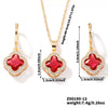 Jewelry Copper Ochain Set With Natural Plant Flowers Pattern And Zircon Inlay