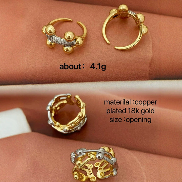 Jewelry Copper Open Ring Fashion Ol Style Geometric U Shape Electroplated