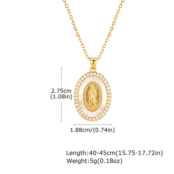 Jewelry Copper Oval Geometric Pendant Gold Plated Necklace For Ladies