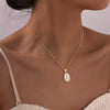 Jewelry Copper Oval Geometric Pendant Gold Plated Necklace For Ladies