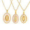 Jewelry Copper Oval Geometric Pendant Gold Plated Necklace For Ladies