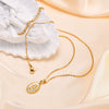 Jewelry Copper Oval Geometric Pendant Gold Plated Necklace For Ladies