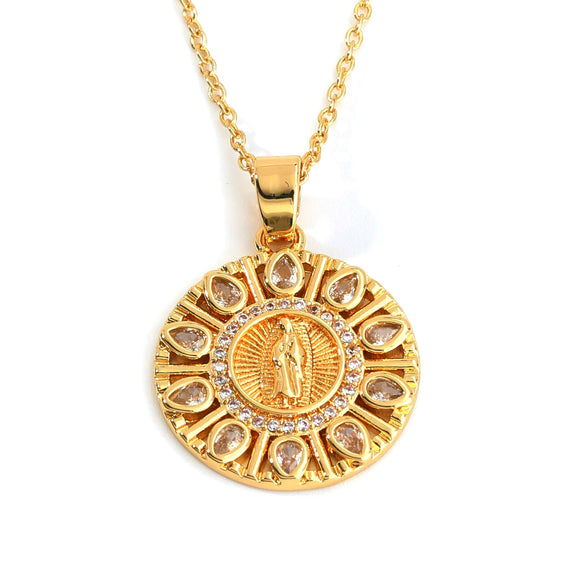 Jewelry Copper Oval Pendant Necklace With Cartoon Characters Electroplating
