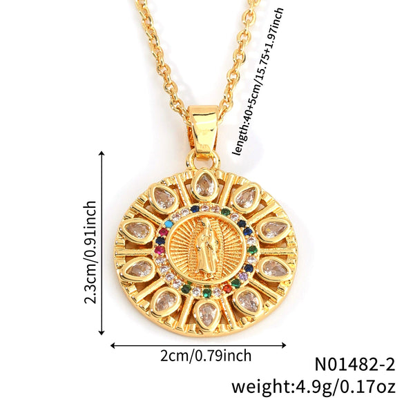 Jewelry Copper Oval Pendant Necklace With Cartoon Characters Electroplating