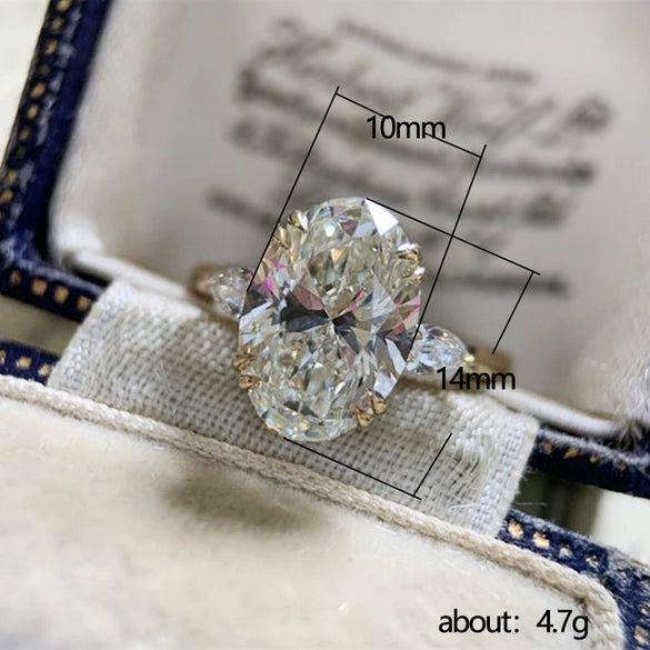 Jewelry Copper Oval Zircon Geometric Ring For Women