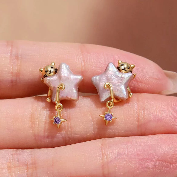 Jewelry Copper Pearl Star Pendant Electroplating Fashion Ol Minimalist Unisex