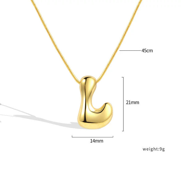 Jewelry Copper Pendant Necklace Geometric Letter Snake Bone Chain Gold Plated