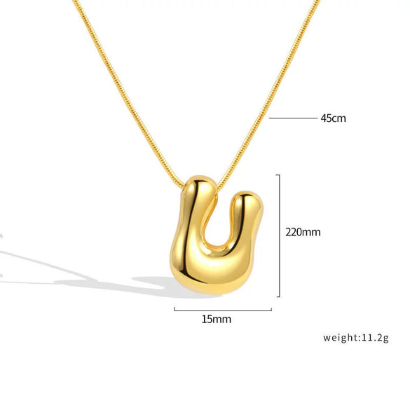 Jewelry Copper Pendant Necklace Geometric Letter Snake Bone Chain Gold Plated