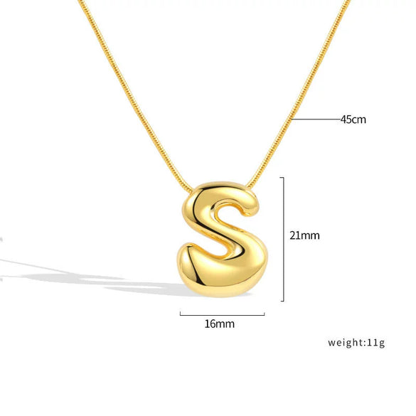 Jewelry Copper Pendant Necklace Geometric Letter Snake Bone Chain Gold Plated