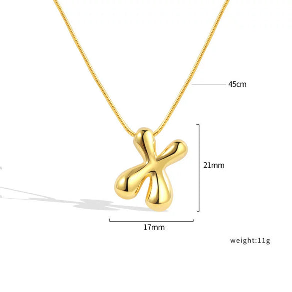 Jewelry Copper Pendant Necklace Geometric Letter Snake Bone Chain Gold Plated