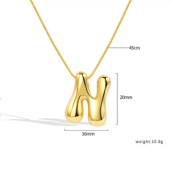 Jewelry Copper Pendant Necklace Geometric Letter Snake Bone Chain Gold Plated