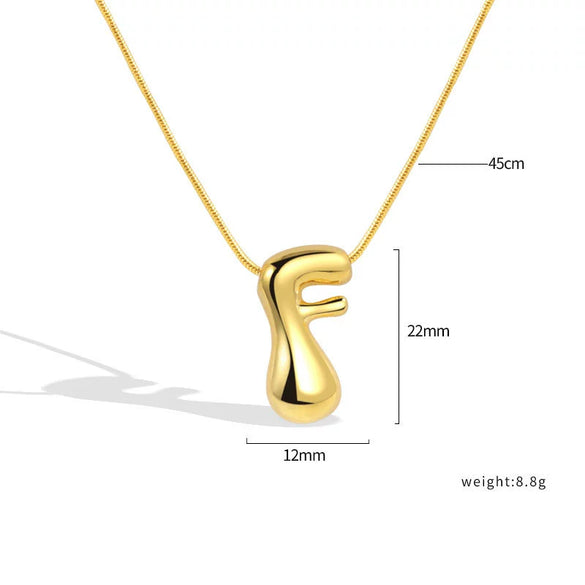 Jewelry Copper Pendant Necklace Geometric Letter Snake Bone Chain Gold Plated