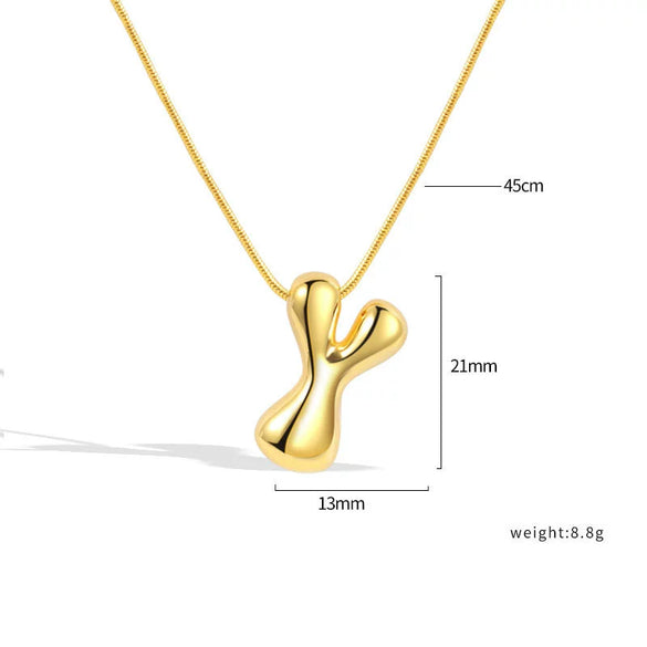Jewelry Copper Pendant Necklace Geometric Letter Snake Bone Chain Gold Plated