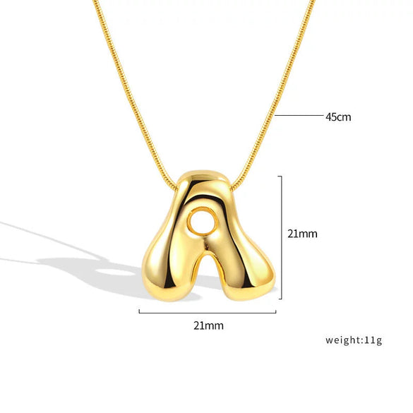 Jewelry Copper Pendant Necklace Geometric Letter Snake Bone Chain Gold Plated