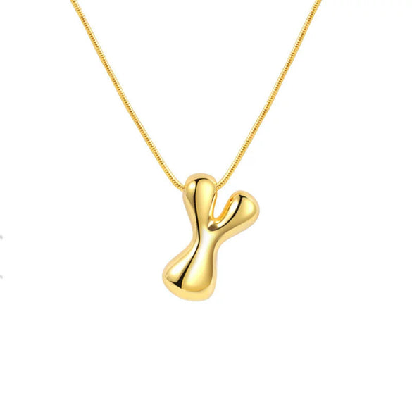 Jewelry Copper Pendant Necklace Geometric Letter Snake Bone Chain Gold Plated