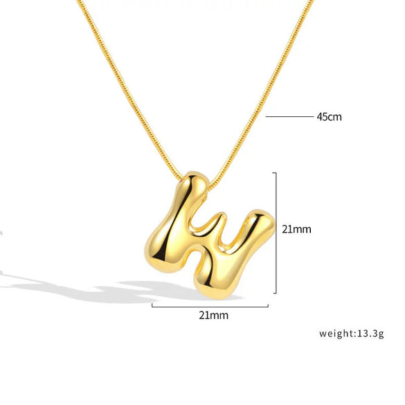 Jewelry Copper Pendant Necklace Geometric Letter Snake Bone Chain Gold Plated