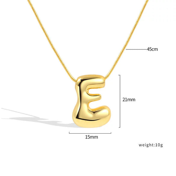 Jewelry Copper Pendant Necklace Geometric Letter Snake Bone Chain Gold Plated