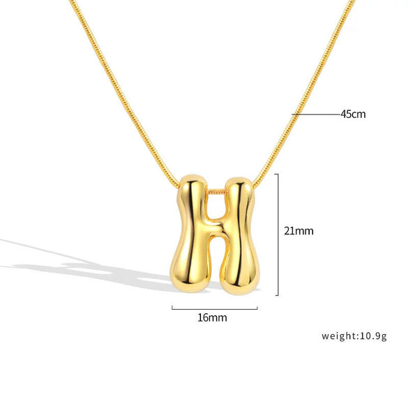 Jewelry Copper Pendant Necklace Geometric Letter Snake Bone Chain Gold Plated