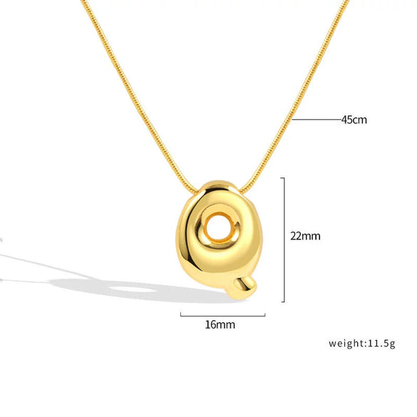 Jewelry Copper Pendant Necklace Geometric Letter Snake Bone Chain Gold Plated