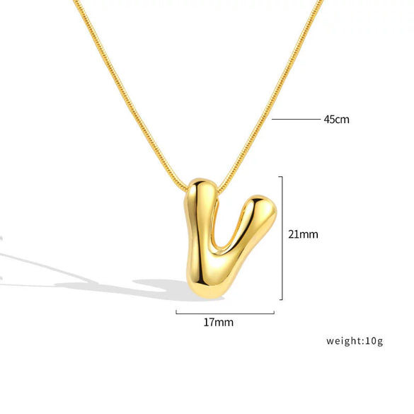 Jewelry Copper Pendant Necklace Geometric Letter Snake Bone Chain Gold Plated