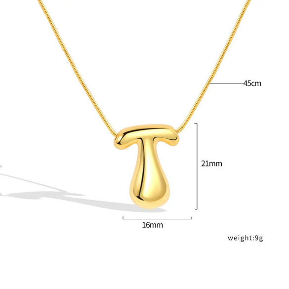 Jewelry Copper Pendant Necklace Geometric Letter Snake Bone Chain Gold Plated