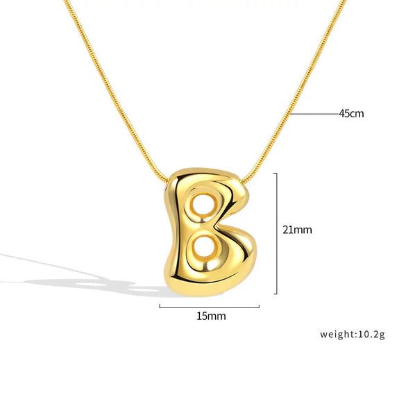 Jewelry Copper Pendant Necklace Geometric Letter Snake Bone Chain Gold Plated