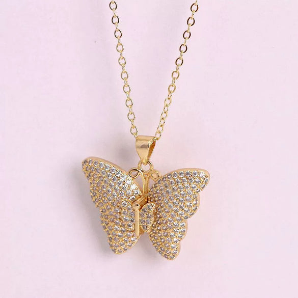 Jewelry Copper Pendant Necklace With Zircon Imitation Pearl Insect Animal Zodiac Pattern Electroplated Inlaid Enamel Water Wave Chain For Women