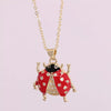 Jewelry Copper Pendant Necklace With Zircon Imitation Pearl Insect Animal Zodiac Pattern Electroplated Inlaid Enamel Water Wave Chain For Women