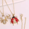 Jewelry Copper Pendant Necklace With Zircon Imitation Pearl Insect Animal Zodiac Pattern Electroplated Inlaid Enamel Water Wave Chain For Women