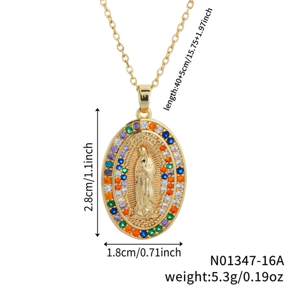 Jewelry Copper Pendant Set Zircon Geometric Retro Electroplating Necklace