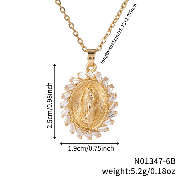 Jewelry Copper Pendant Set Zircon Geometric Retro Electroplating Necklace