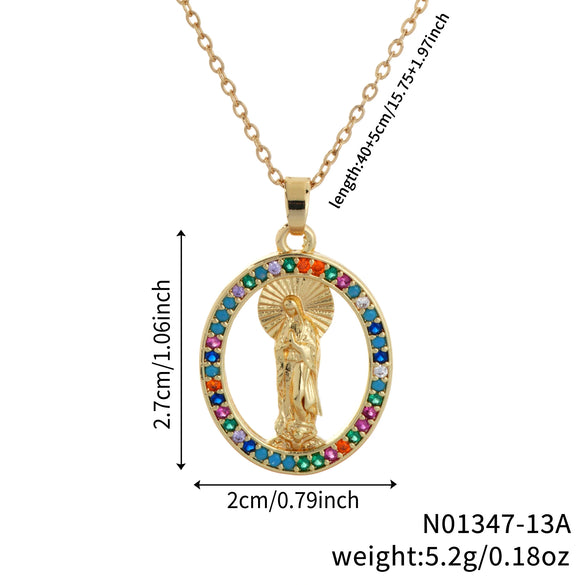 Jewelry Copper Pendant Set Zircon Geometric Retro Electroplating Necklace