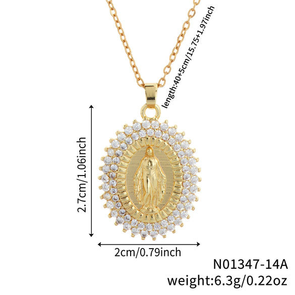 Jewelry Copper Pendant Set Zircon Geometric Retro Electroplating Necklace