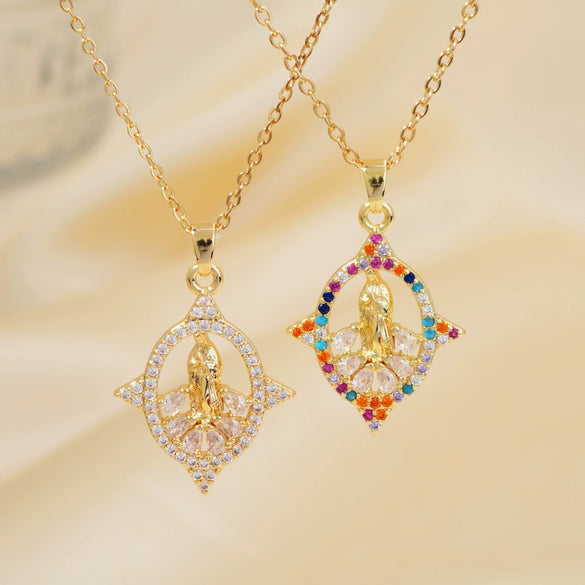 Jewelry Copper Pendant Set Zircon Geometric Retro Electroplating Necklace