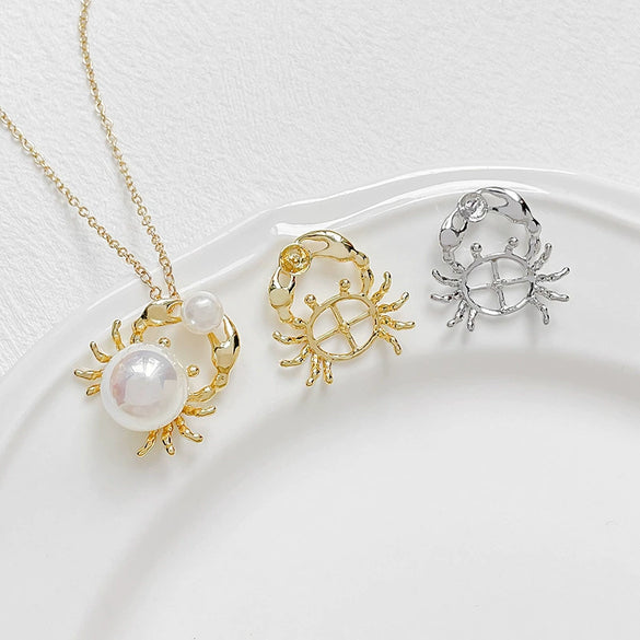 Jewelry Copper Plated Gold Color Baroque Crab Pearl Pendant Electroplated Diy Handmade With Lines Pattern