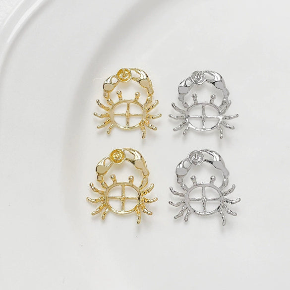 Jewelry Copper Plated Gold Color Baroque Crab Pearl Pendant Electroplated Diy Handmade With Lines Pattern