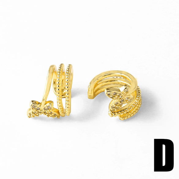 Jewelry Copper Plated 18K Gold Butterfly Geometric Light Luxury Style Ear Clip Earrings