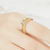 Jewelry Copper Plated 18K Gold Irregular Double Ladder Square Zirconium Geometric Open Ring Women's