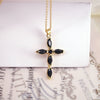 Jewelry Copper Plated 18K Gold Micro Inlay Colored Zircon Cross Pendant Clavicle Chain With Geometric Pattern And Creative Personality Style