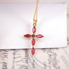 Jewelry Copper Plated 18K Gold Micro Inlay Colored Zircon Cross Pendant Clavicle Chain With Geometric Pattern And Creative Personality Style
