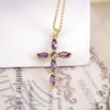 Jewelry Copper Plated 18K Gold Micro Inlay Colored Zircon Cross Pendant Clavicle Chain With Geometric Pattern And Creative Personality Style