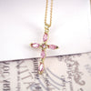 Jewelry Copper Plated 18K Gold Micro Inlay Colored Zircon Cross Pendant Clavicle Chain With Geometric Pattern And Creative Personality Style