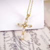 Jewelry Copper Plated 18K Gold Micro Inlay Colored Zircon Cross Pendant Clavicle Chain With Geometric Pattern And Creative Personality Style