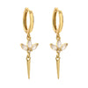 Jewelry Copper Plated 18K Gold Micropaved Colored Diamond Marquise Long Conical Tassel Earrings With Geometric Pattern And Zircon Treatment