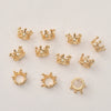 Jewelry Copper Plated 14K Gold Zircon Hollow Crown Bead Pendant Electroplated Diy Bracelet Necklace Ear Accessories Material