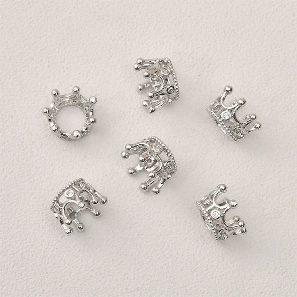 Jewelry Copper Plated 14K Gold Zircon Hollow Crown Bead Pendant Electroplated Diy Bracelet Necklace Ear Accessories Material