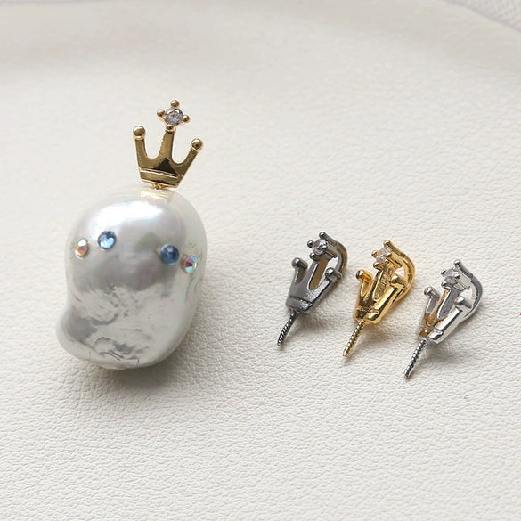 Jewelry Copper Plated Real Gold Zircon Crown Elf Wings Handmade Baroque Pearl Accessories Electroplating