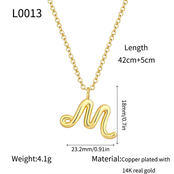 Jewelry Copper Plated With Real Gold Letters Numbers Text Irregular Style Necklace For Women