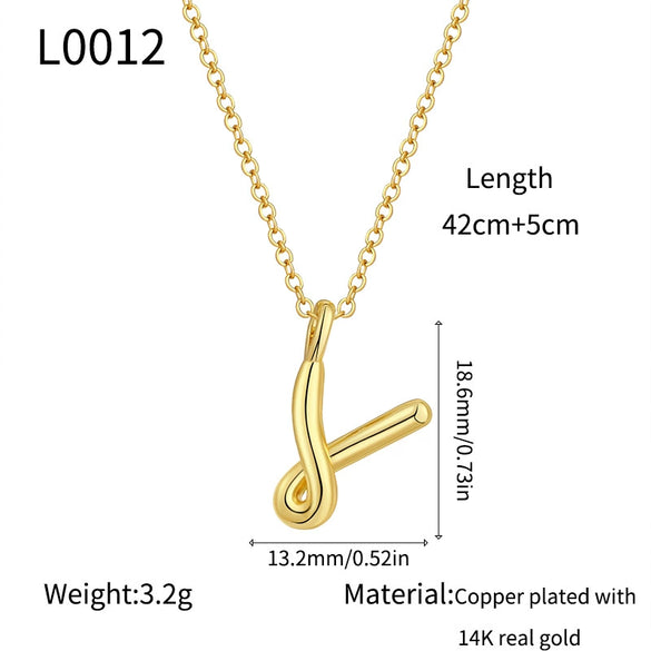 Jewelry Copper Plated With Real Gold Letters Numbers Text Irregular Style Necklace For Women