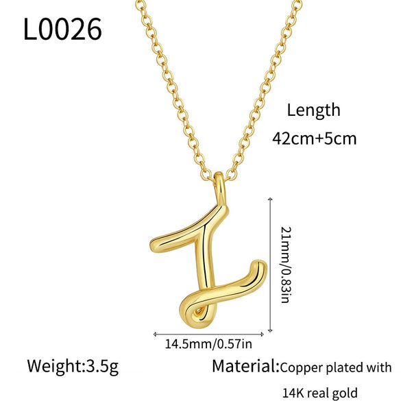 Jewelry Copper Plated With Real Gold Letters Numbers Text Irregular Style Necklace For Women